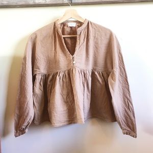 HARLY JAE puff sleeve peasant blouse tan/camel
